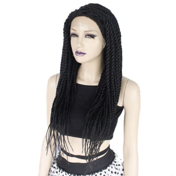 Large Twist Braided Hand-Tied Lace Front Wig - 24 \